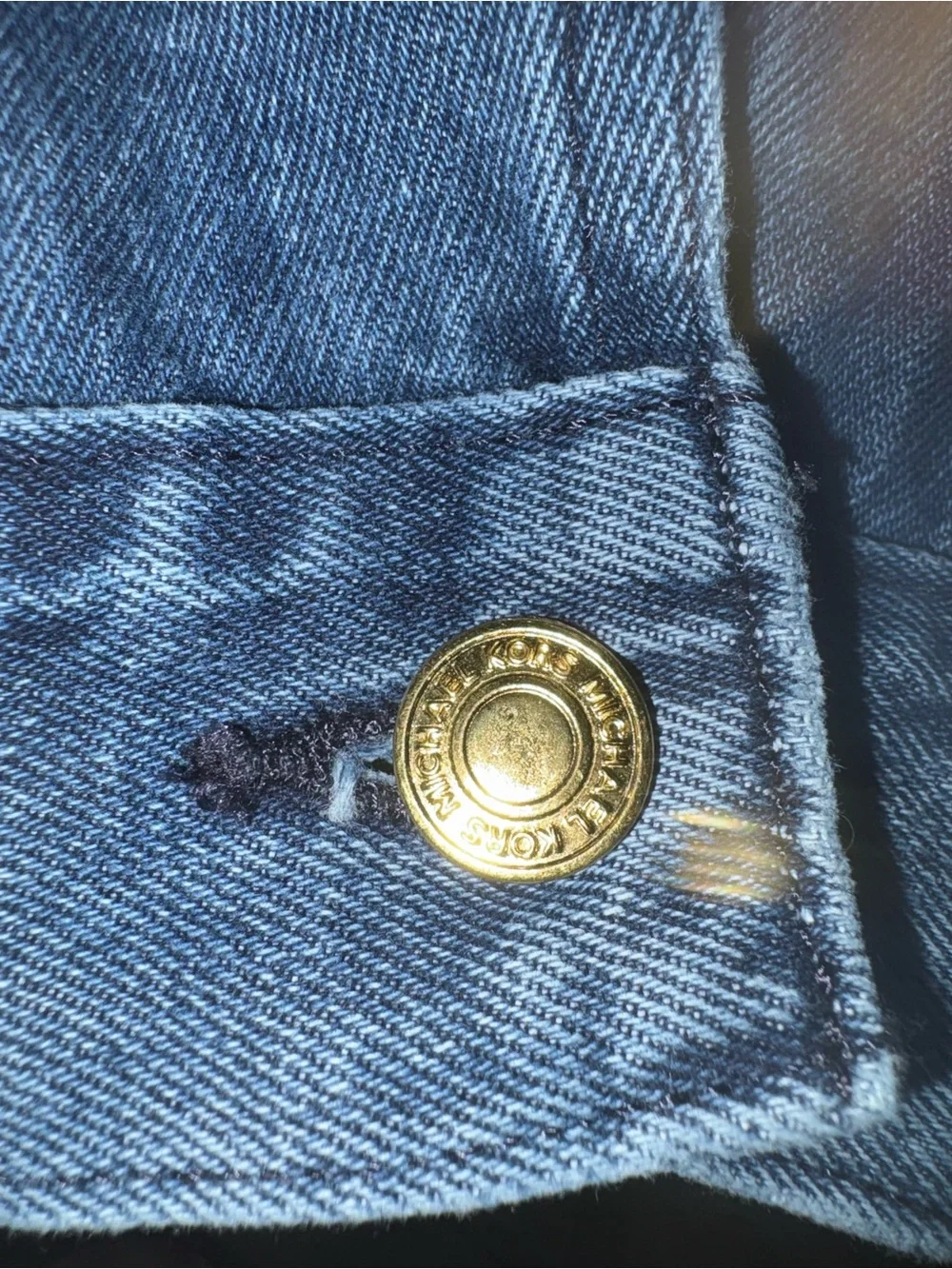 Michael Kors Dark Blue Denim Jacket with Gold Buttons